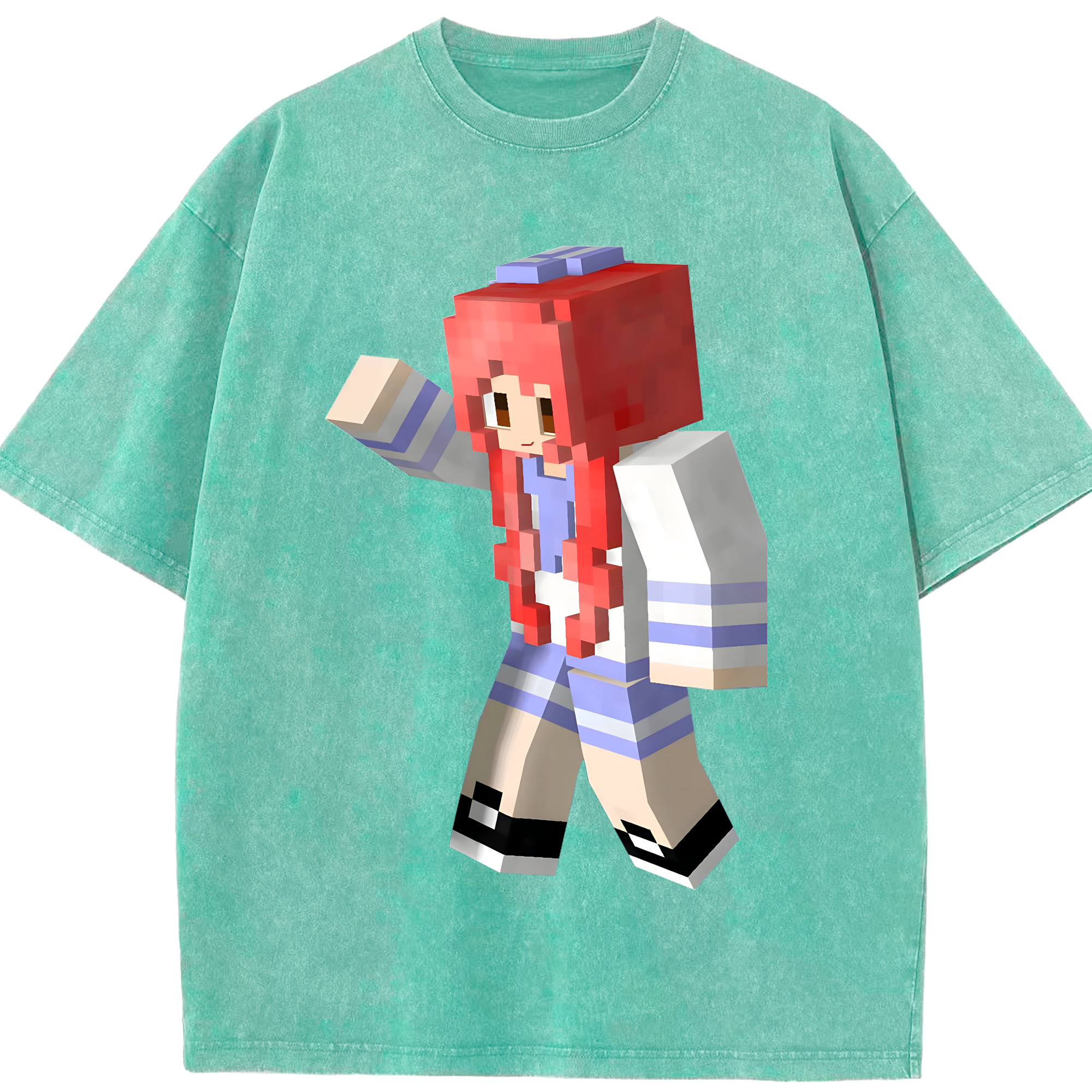 （画像用） マインクラフト ブロックの世界 Minecraft MC Block world 綿100% ヴィンテージ風 半袖Tシャツ（フロントプリント）